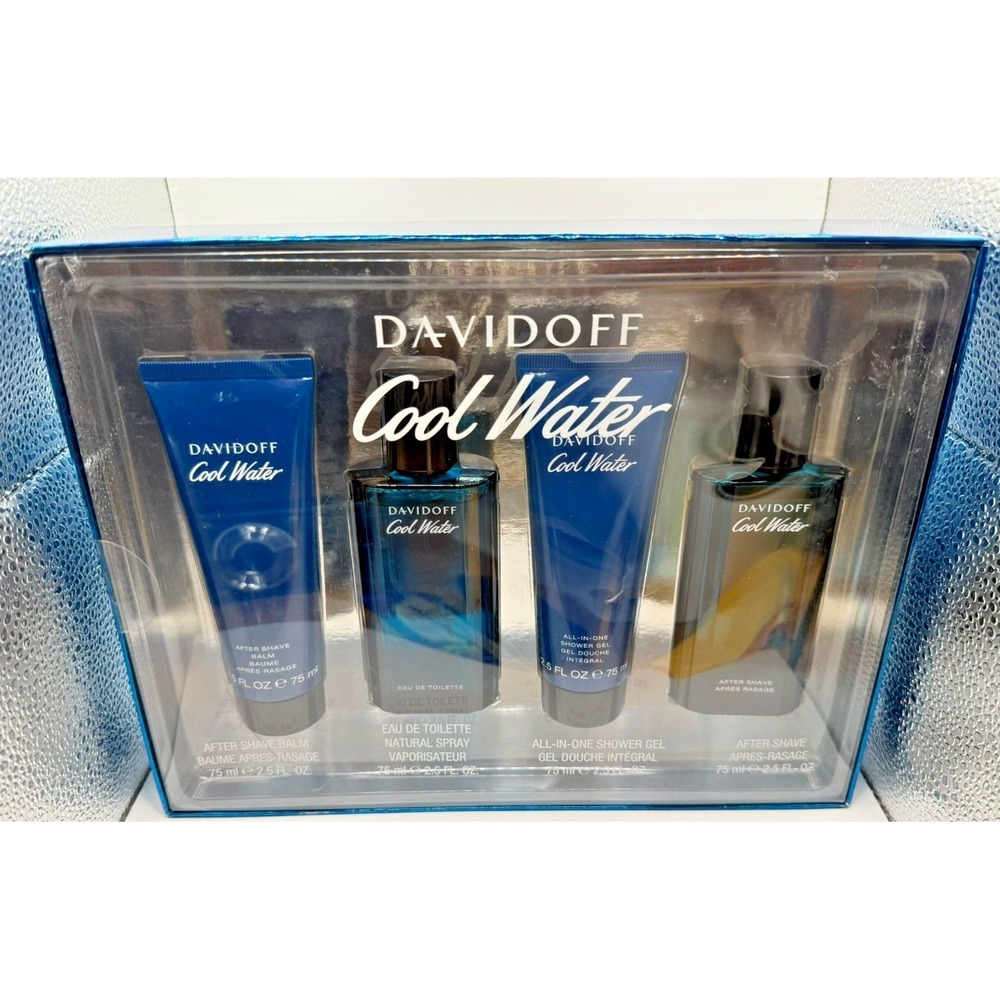 Davidoff Cool Water Gift Set 4pc Aftershave/Shower Gel, 2.5oz Each